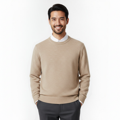 Cameron Men's Crew Neck Sweater – Elegant and Breathable Premium Merino Wool Sweater