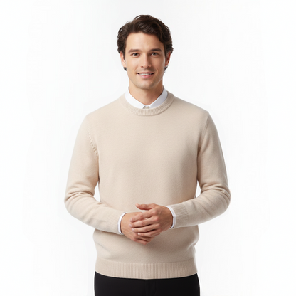 Cameron Men's Crew Neck Sweater – Elegant and Breathable Premium Merino Wool Sweater