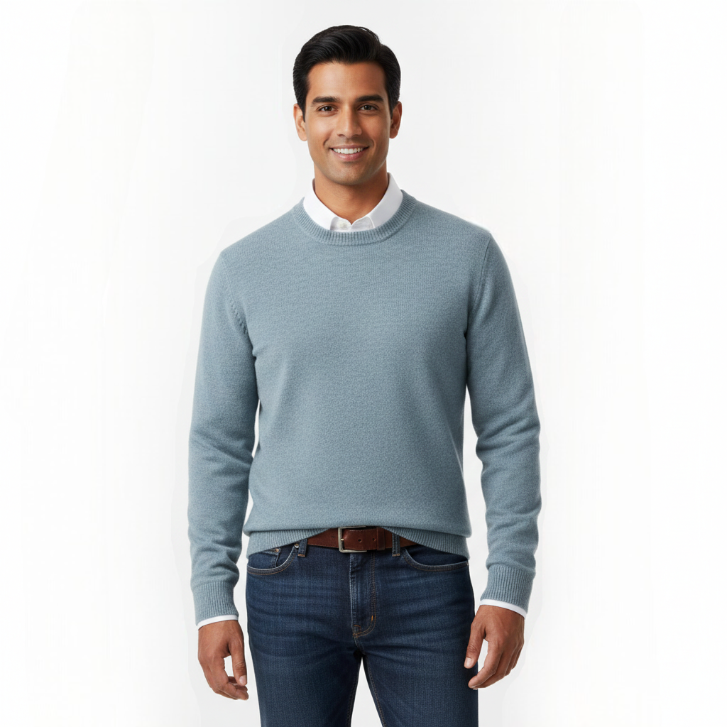 Cameron Men's Crew Neck Sweater – Elegant and Breathable Premium Merino Wool Sweater