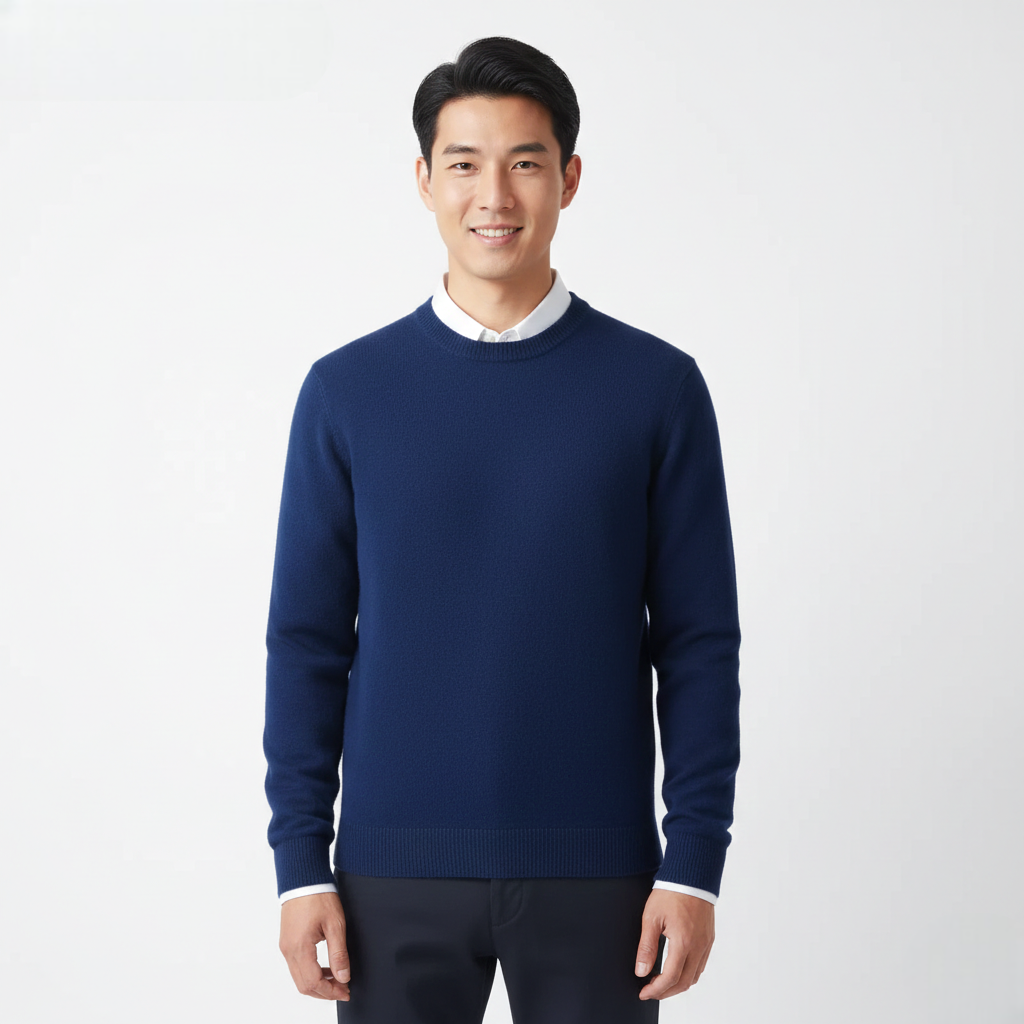 Cameron Men's Crew Neck Sweater – Elegant and Breathable Premium Merino Wool Sweater