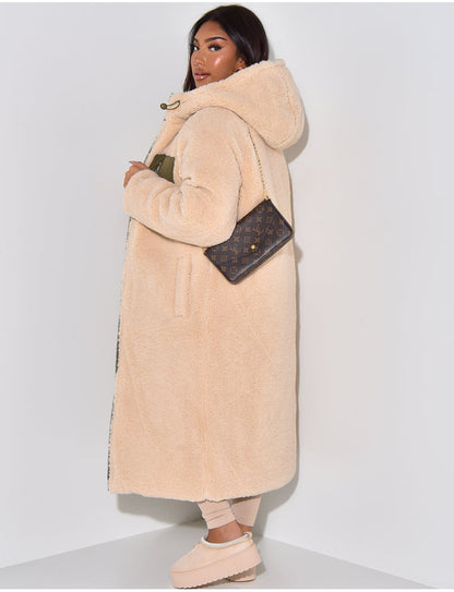 Women's Quilted Longline Hooded Puffer Coat — Green