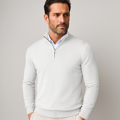 Zane Men's Zip-Up Mock Neck Sweater – Soft Cotton Blend Knit with Modern Fit & All-Season Comfort