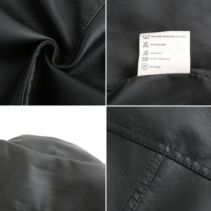 Janiyah Women's Leather Jacket with Stand Collar