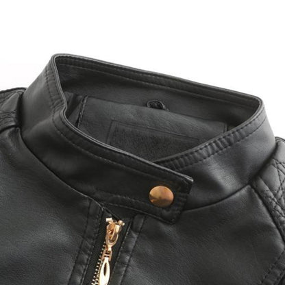 Janiyah Women's Leather Jacket with Stand Collar