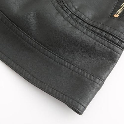 Janiyah Women's Leather Jacket with Stand Collar