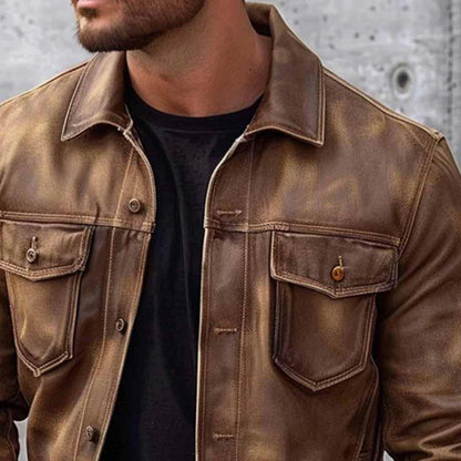 Pierre Men's Vintage Leather Jacket – Elegant Durable Timeless Style