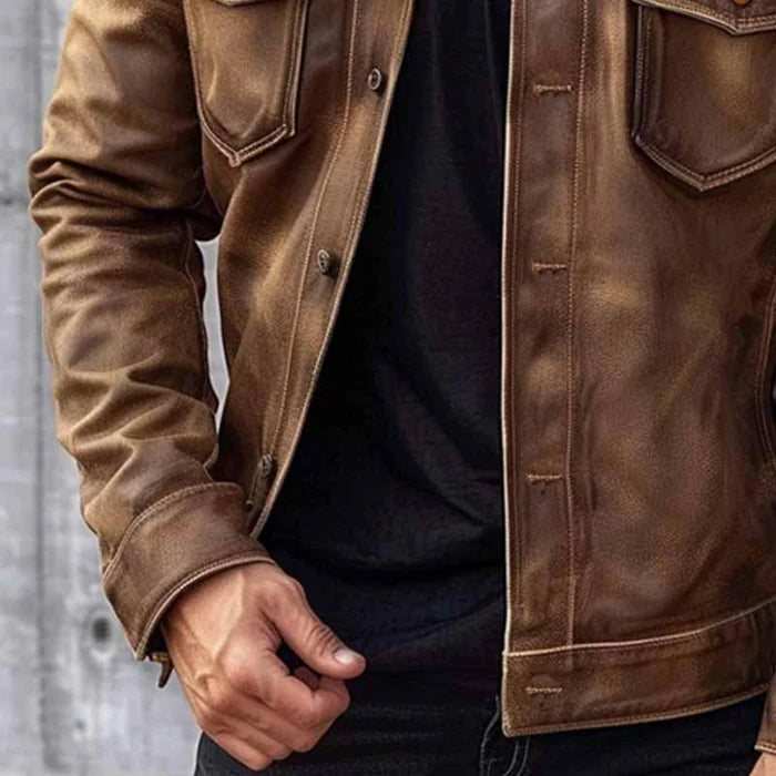 Pierre Men's Vintage Leather Jacket – Elegant Durable Timeless Style