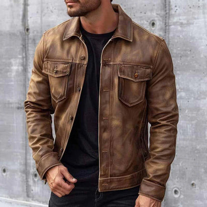 Pierre Men's Vintage Leather Jacket – Elegant Durable Timeless Style