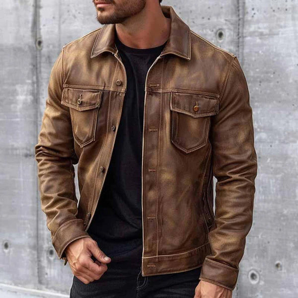 Pierre Men's Vintage Leather Jacket – Elegant Durable Timeless Style