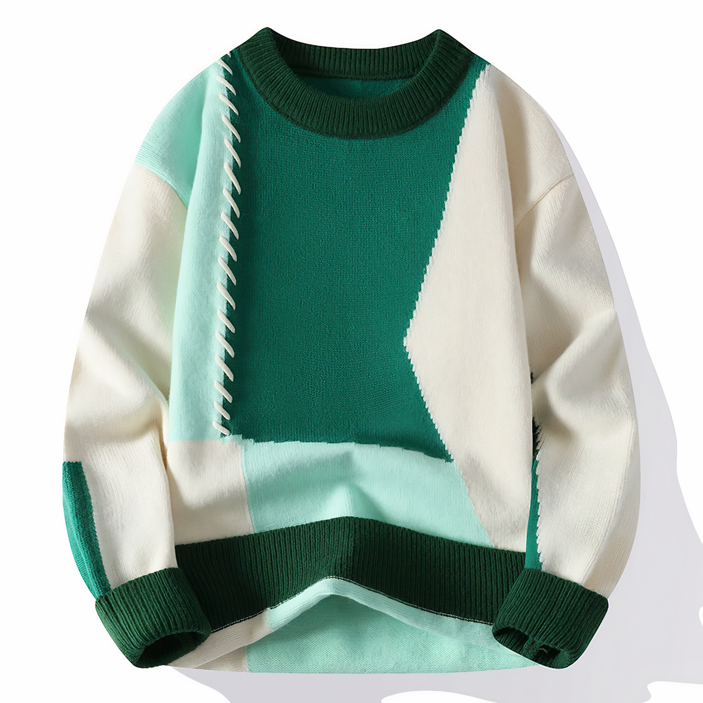 Dave Men's Patchwork Sweater – Soft Knit for Autumn and Winter