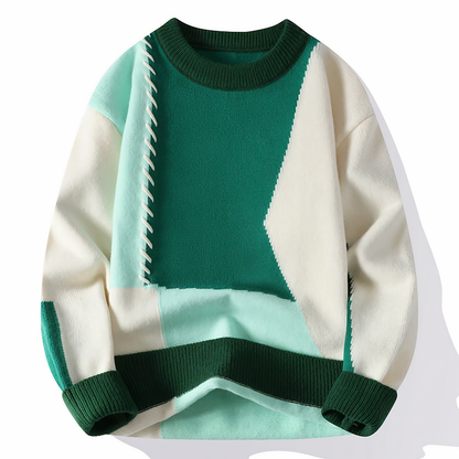 Dave Men's Patchwork Sweater – Soft Knit for Autumn and Winter