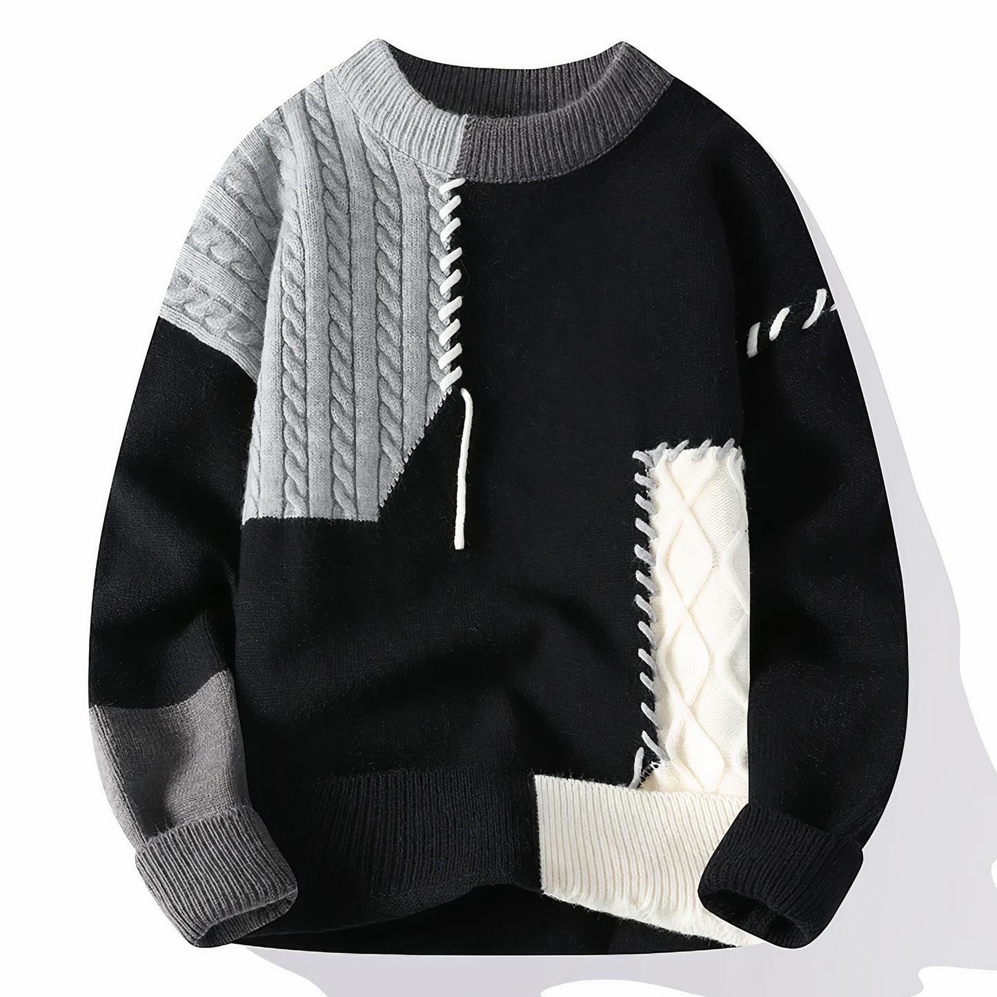 Dave Men's Patchwork Sweater – Soft Knit for Autumn and Winter