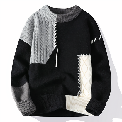 Dave Men's Patchwork Sweater – Soft Knit for Autumn and Winter
