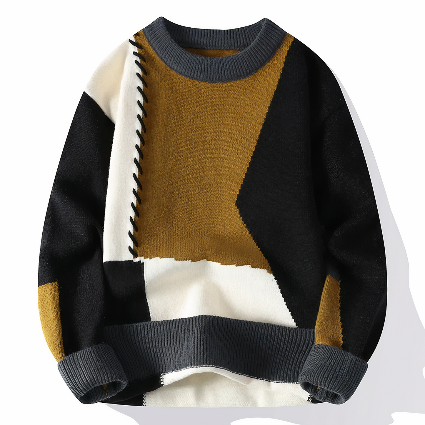 Dave Men's Patchwork Sweater – Soft Knit for Autumn and Winter