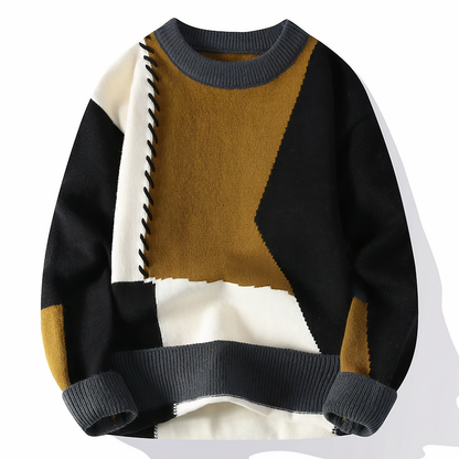 Dave Men's Patchwork Sweater – Soft Knit for Autumn and Winter