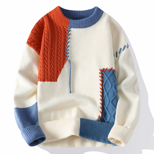 Dave Men's Patchwork Sweater – Soft Knit for Autumn and Winter
