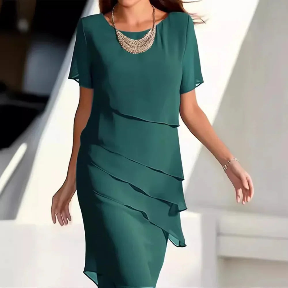 Elena Women's Tiered Chiffon Midi Dress