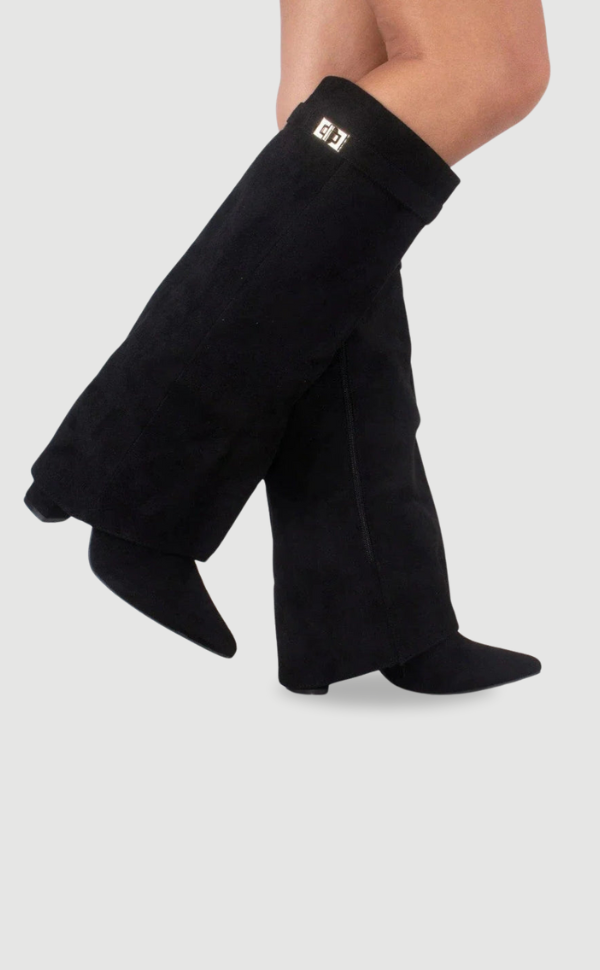 Women's Suede Over-the-Knee Heeled Boots — Beige Suede