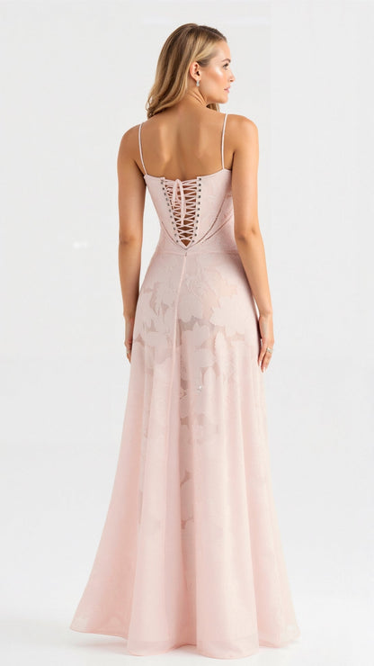 Naya Women's Floral Embroidered Lace-Up Back Maxi Dress