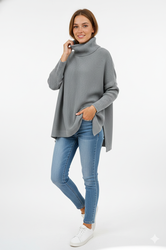 Gracie Women's Oversized Soft Knit Turtleneck Sweater