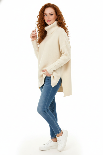 Gracie Women's Oversized Soft Knit Turtleneck Sweater