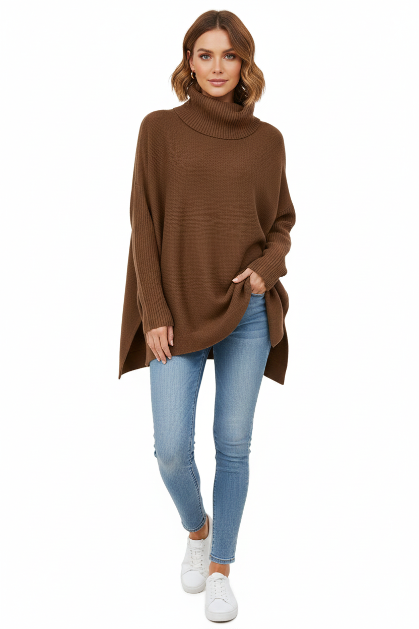 Gracie Women's Oversized Soft Knit Turtleneck Sweater