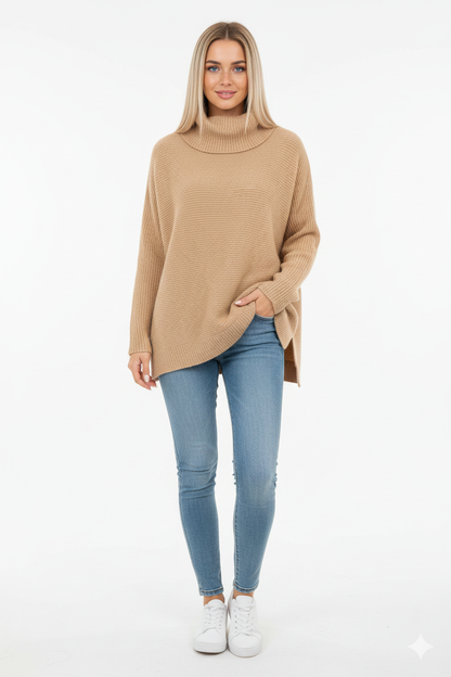Gracie Women's Oversized Soft Knit Turtleneck Sweater