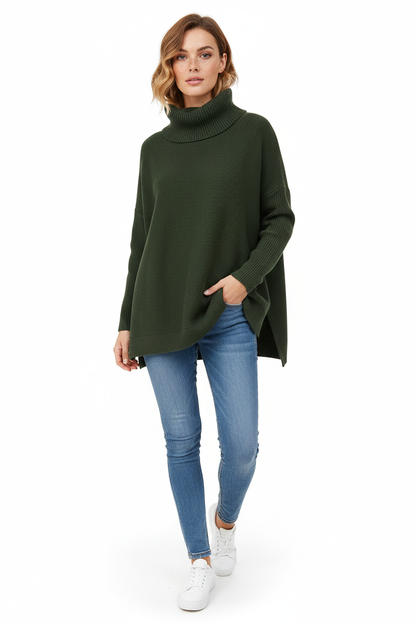 Gracie Women's Oversized Soft Knit Turtleneck Sweater