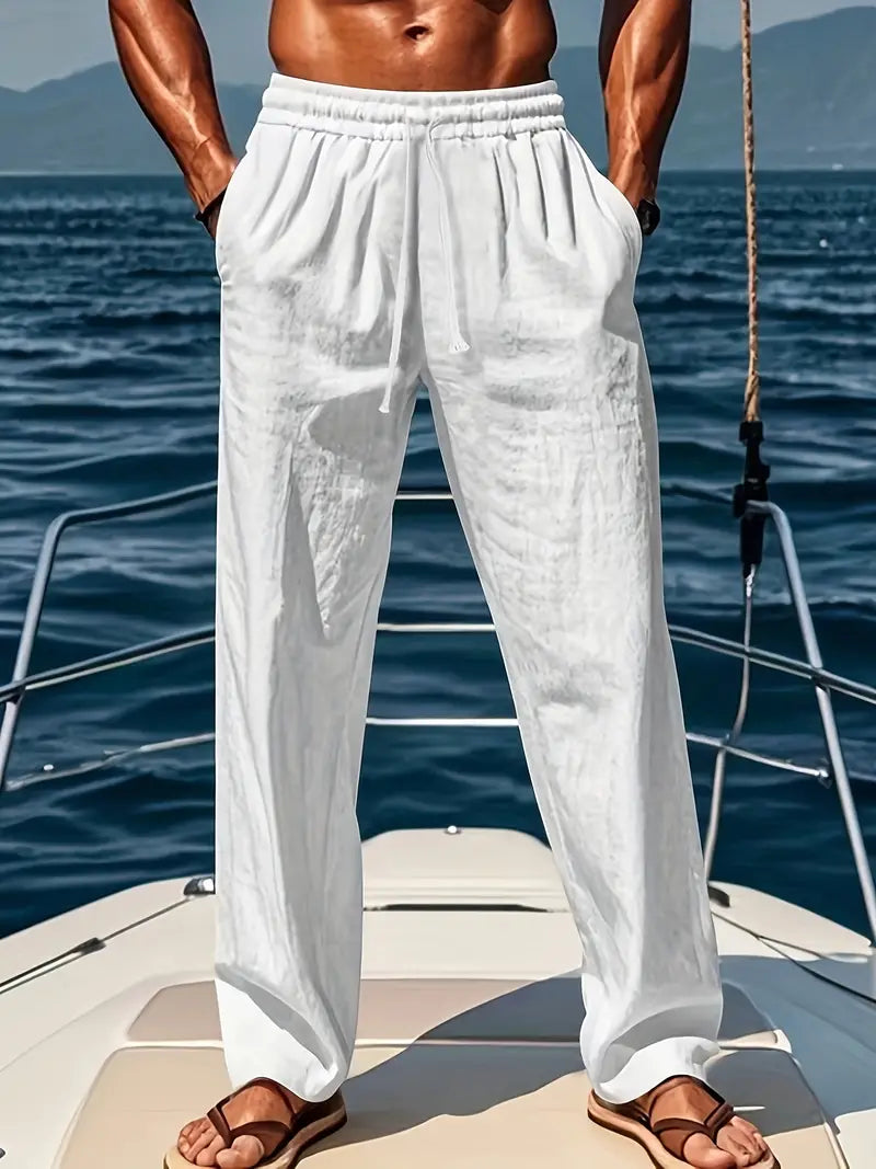 Ethan Men's Wide Linen Pants – Breathable Loose Fit with Elegant Summer Style