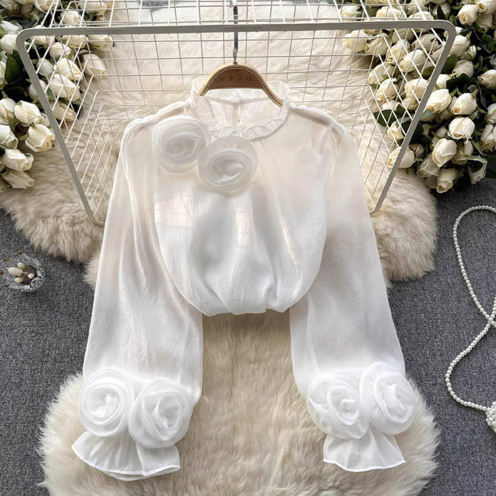 Women's Satin Long Sleeve Tunic Blouse — White