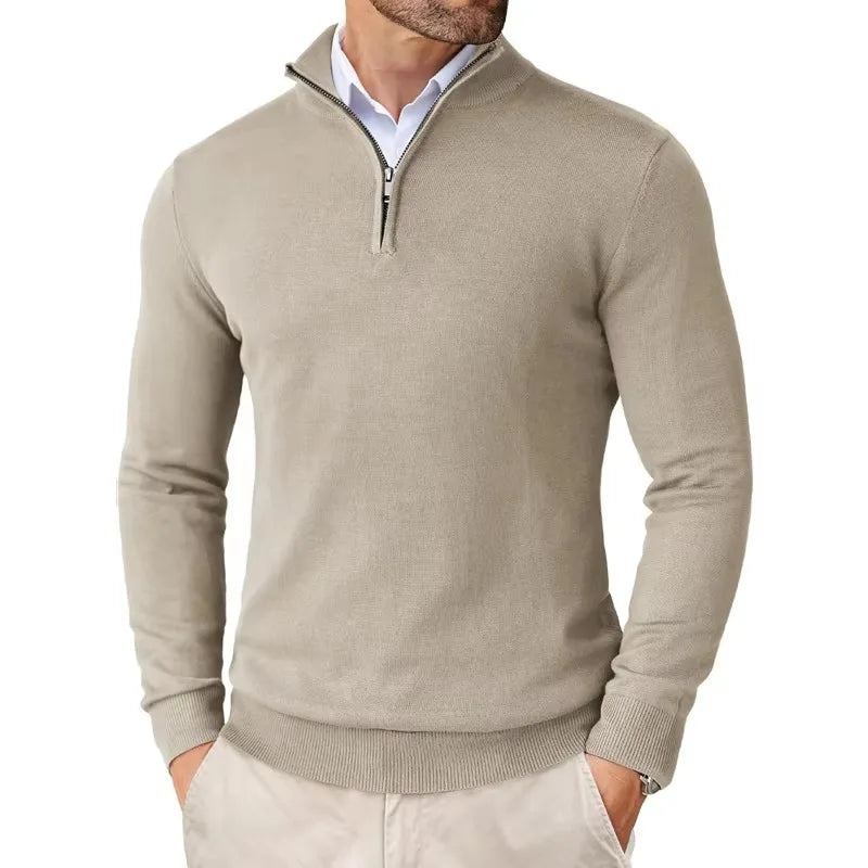 Zane Men's Zip-Up Mock Neck Sweater – Soft Cotton Blend Knit with Modern Fit & All-Season Comfort
