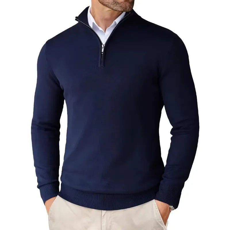 Zane Men's Zip-Up Mock Neck Sweater – Soft Cotton Blend Knit with Modern Fit & All-Season Comfort