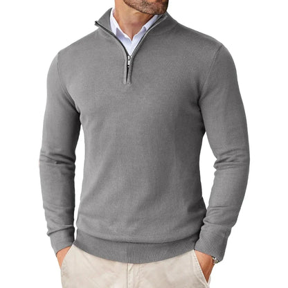 Zane Men's Zip-Up Mock Neck Sweater – Soft Cotton Blend Knit with Modern Fit & All-Season Comfort