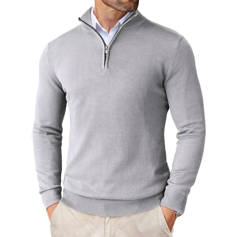Zane Men's Zip-Up Mock Neck Sweater – Soft Cotton Blend Knit with Modern Fit & All-Season Comfort