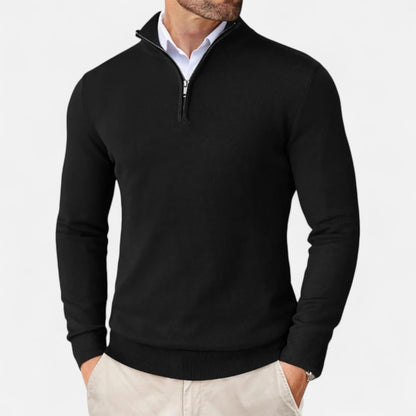 Zane Men's Zip-Up Mock Neck Sweater – Soft Cotton Blend Knit with Modern Fit & All-Season Comfort