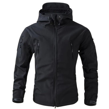 Lusian Men's Softshell Jacket – Adjustable Hooded Coat with Zipper and Pockets