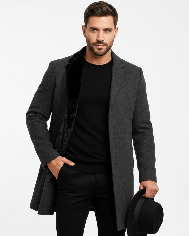 Ian Men's Long Winter Coat – Windproof Buttoned Design with Elegant Fit