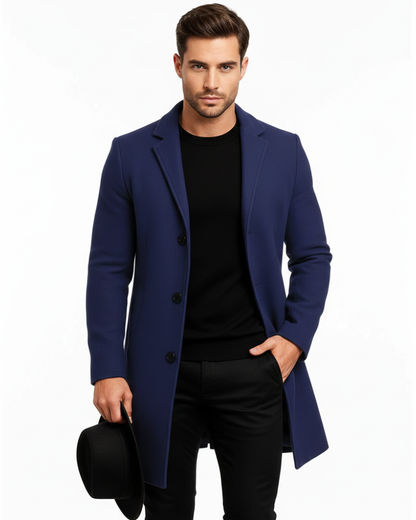 Ian Men's Long Winter Coat – Windproof Buttoned Design with Elegant Fit