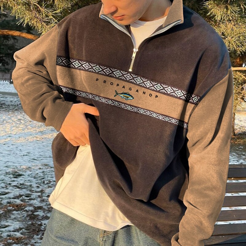 John Men's Zip-Up Sweater – Retro Elegant Fit for Autumn and Winter