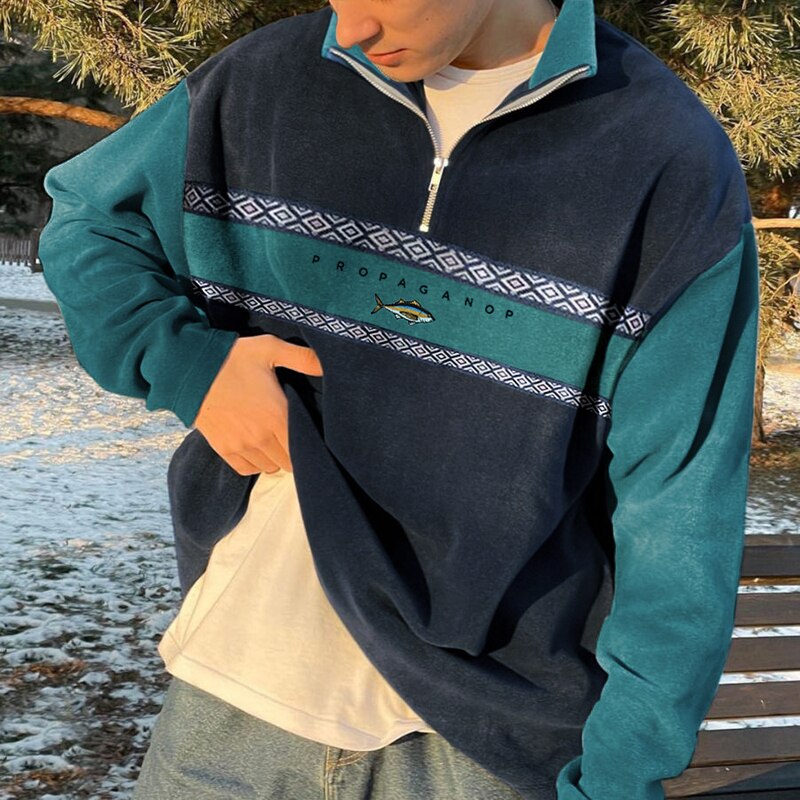John Men's Zip-Up Sweater – Retro Elegant Fit for Autumn and Winter
