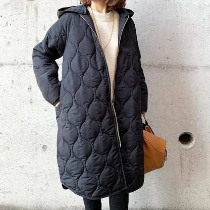 Women's Longline Quilted Zip Puffer Coat — Green