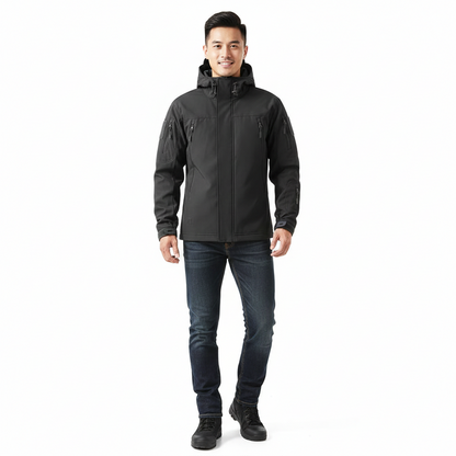 Lusian Men's Softshell Jacket – Adjustable Hooded Coat with Zipper and Pockets