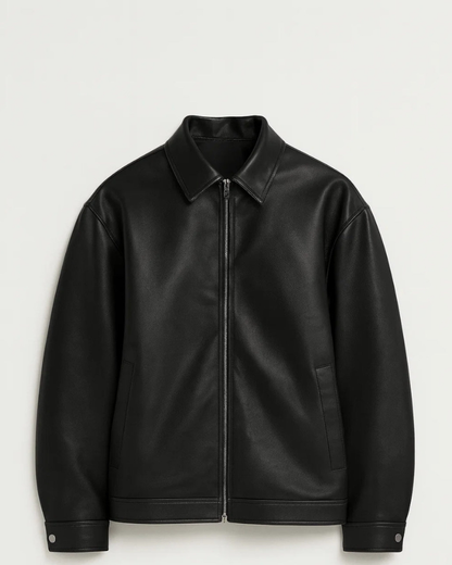 Mason Men's Leather Jacket – Modern Cut with Clean Design and Zipper Closure