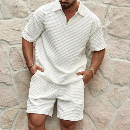 Silas Men's Luxury Set – Breathable Cotton Polo with Matching Shorts
