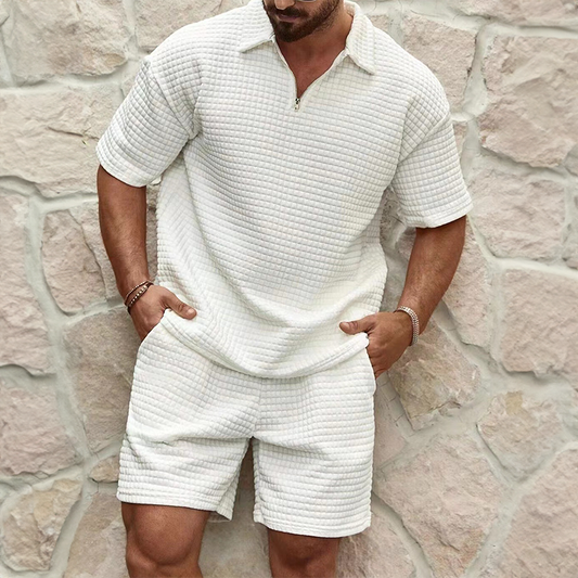 Silas Men's Luxury Set – Breathable Cotton Polo with Matching Shorts
