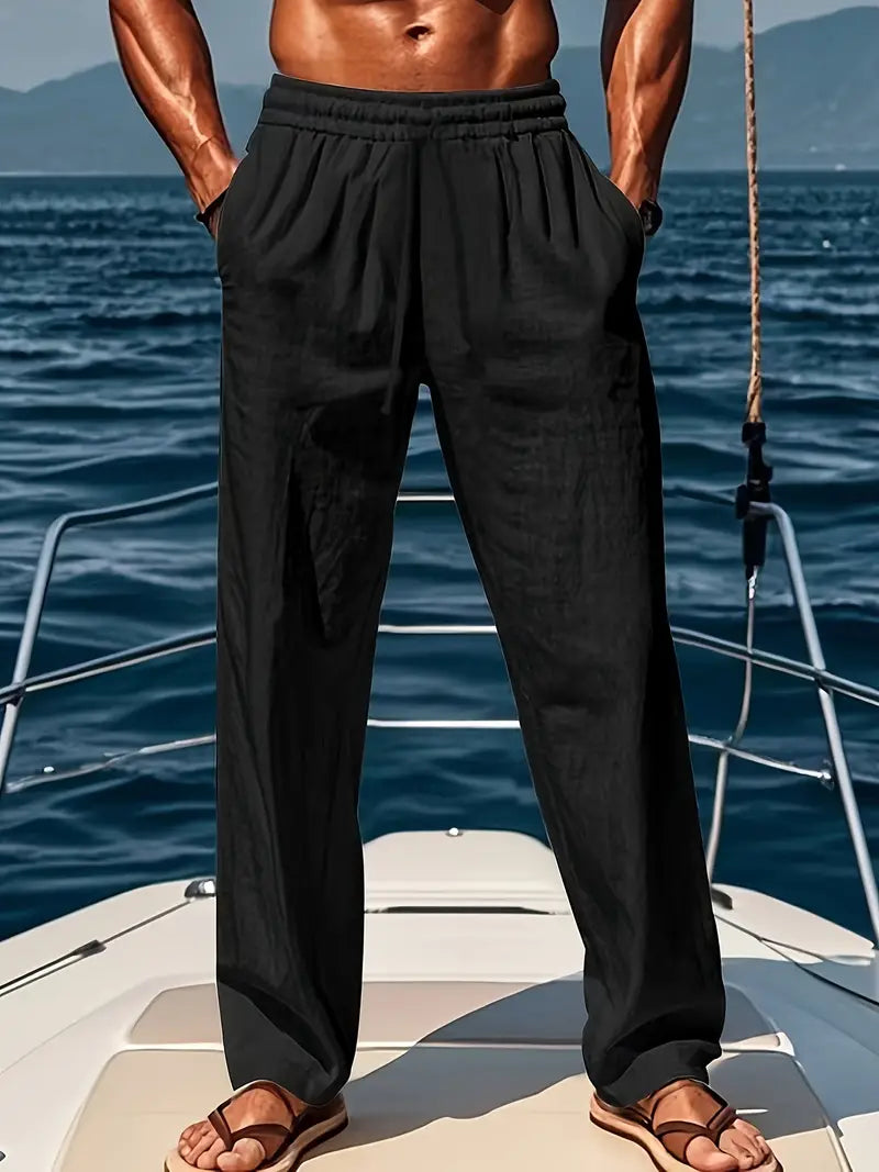 Ethan Men's Wide Linen Pants – Breathable Loose Fit with Elegant Summer Style