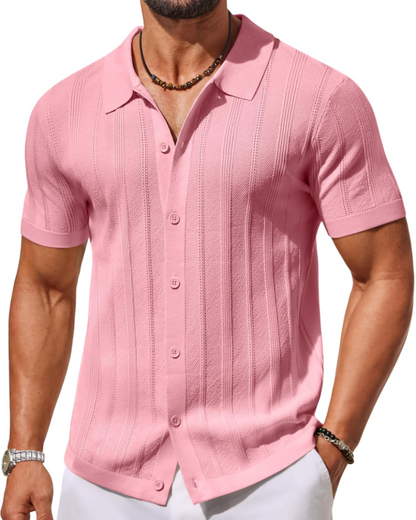 Alex Men's Short Sleeve Polo Shirt – Casual Breathable Knit for Summer