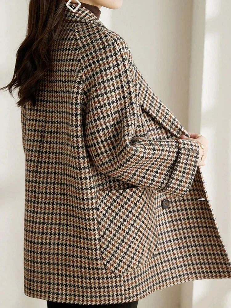 Audrey Women's Oversized Checked Double-Breasted Coat