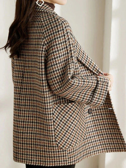Audrey Women's Oversized Checked Double-Breasted Coat