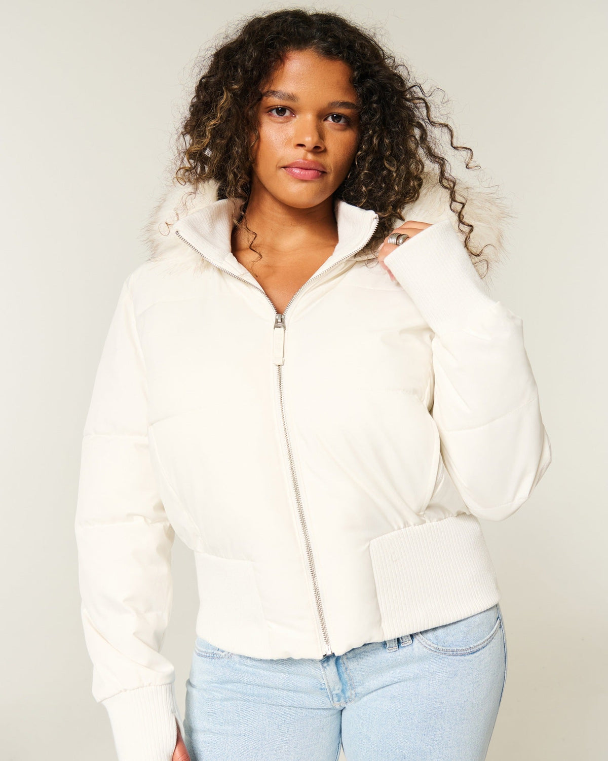 Women's Warm Hooded Winter Coat — White